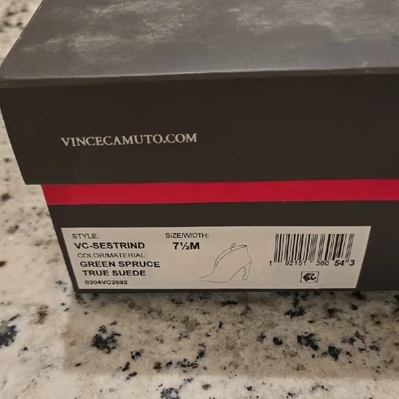 Vince Camuto Dark Green Suede Heeled Boots - Picture 4 of 6